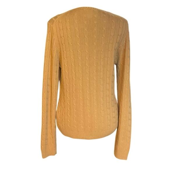 J. Crew Tan Cable Knit Crew Neck Wool Angora Cashmere Blend Sweater Size L - Picture 3 of 6